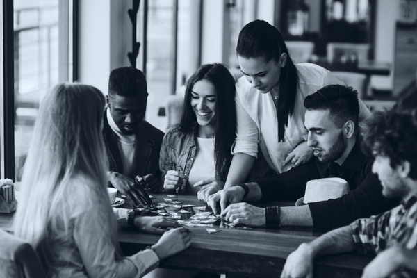 People playing a puzzle Game