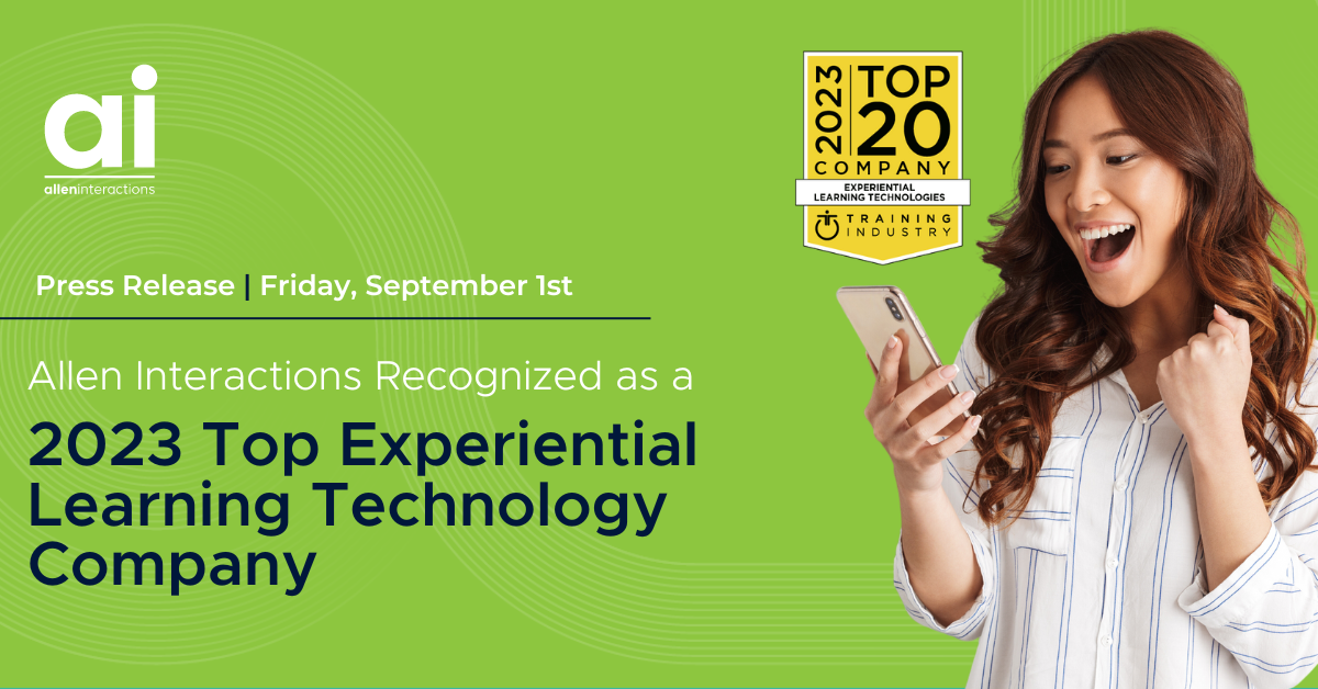 Allen Interactions Named as Top Experiential Learning Technology Company by Training Industry