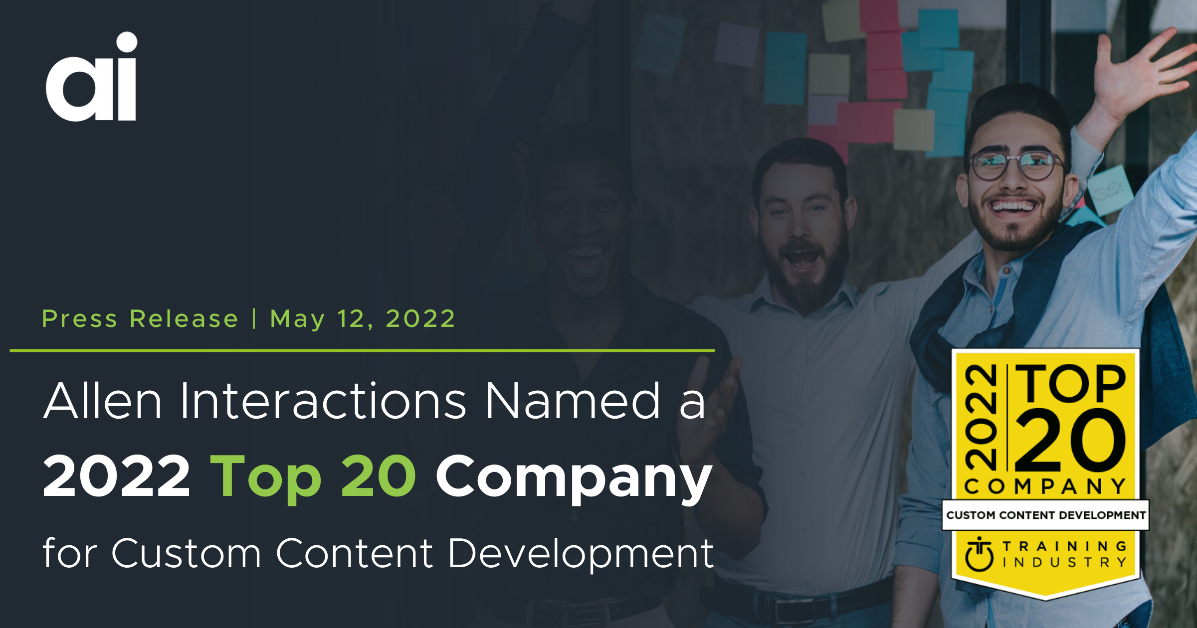 Allen Interactions Recognized as a 2022 Top 20 Custom Content Development Company
