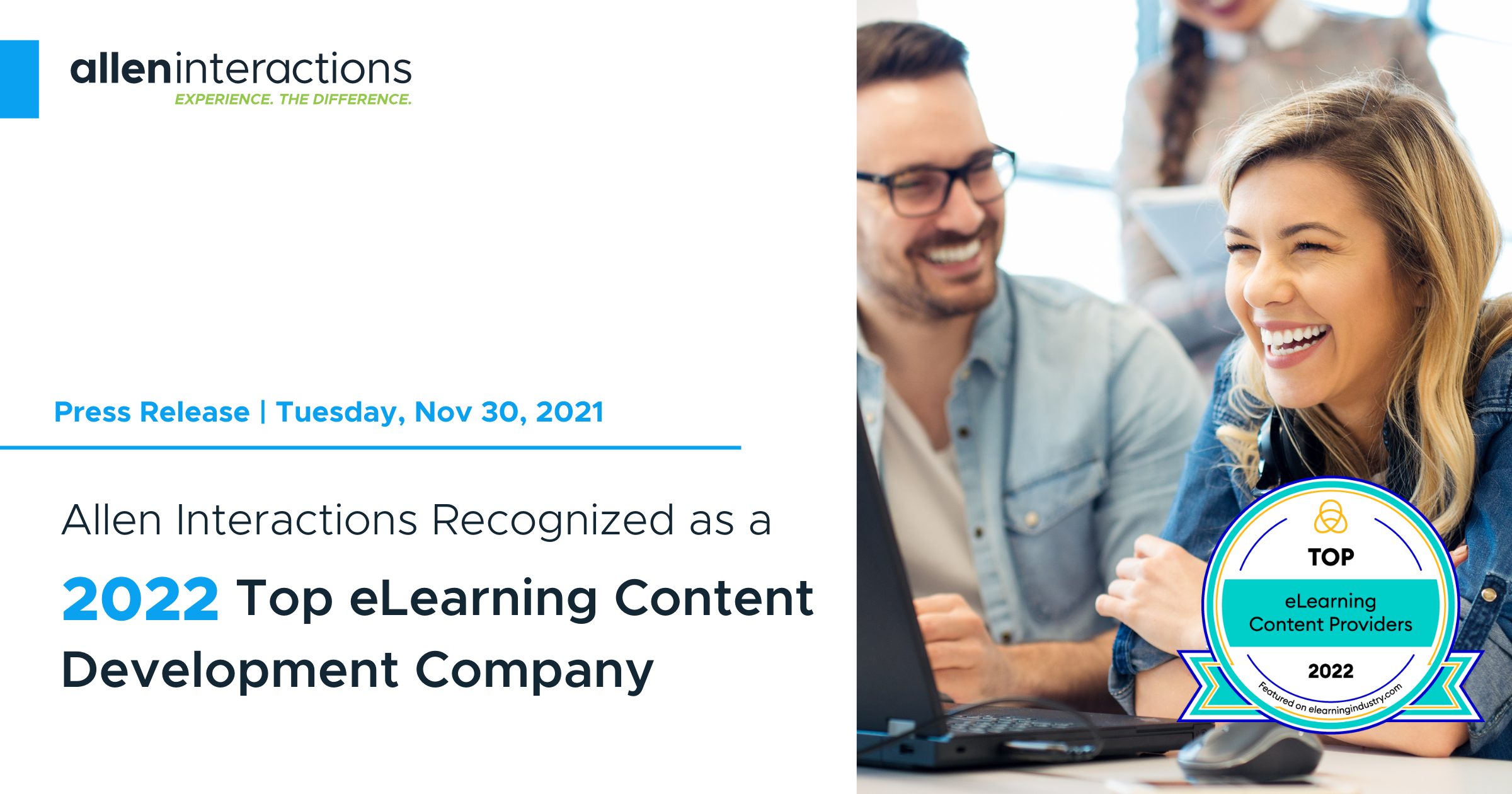 Allen Interactions Recognized by eLearning Industry as a 2022 Top eLearning Content Development Company