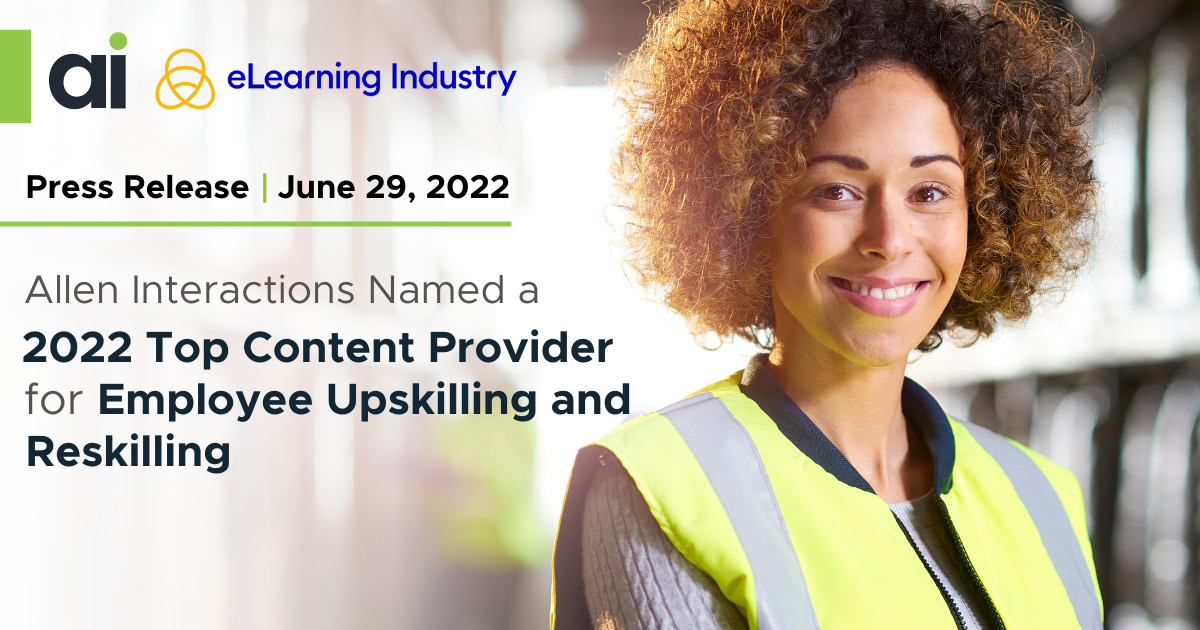 Allen Interactions Recognized as a 2022 Top Content Provider for Upskilling and Reskilling